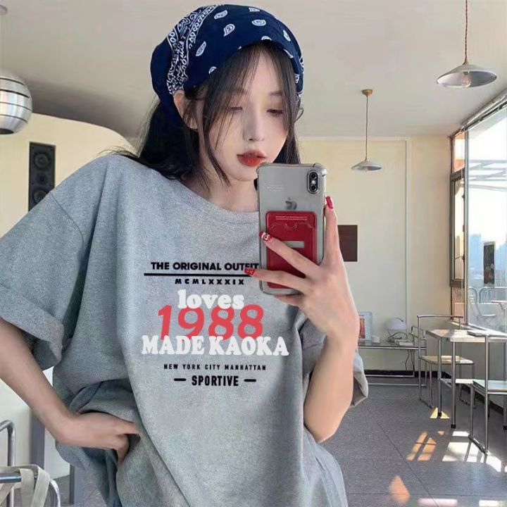 Summer%20New%20100%25%20Cotton%20Short%20Sleeve%20T%20T-shirt%20Female%20Student%20Korean%20Style%20Loose%20ins%20Women's%20Fashionable%20Mid-Length%20Half-Sleeve%20Top%20-%20Image%204