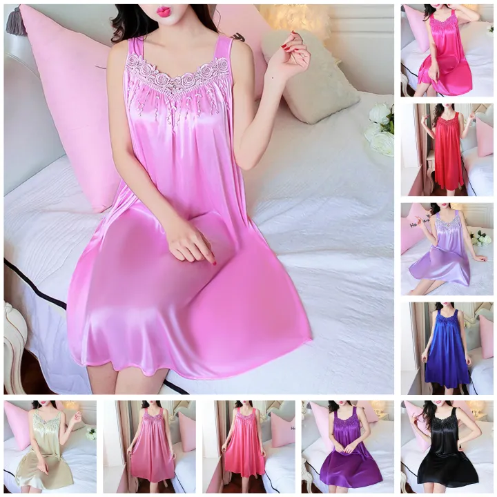 Women%20Sleeping%20Gown%20Pure%20Colors%20Great%20Stitching%20Women%20Nightie%20-%20Image%204