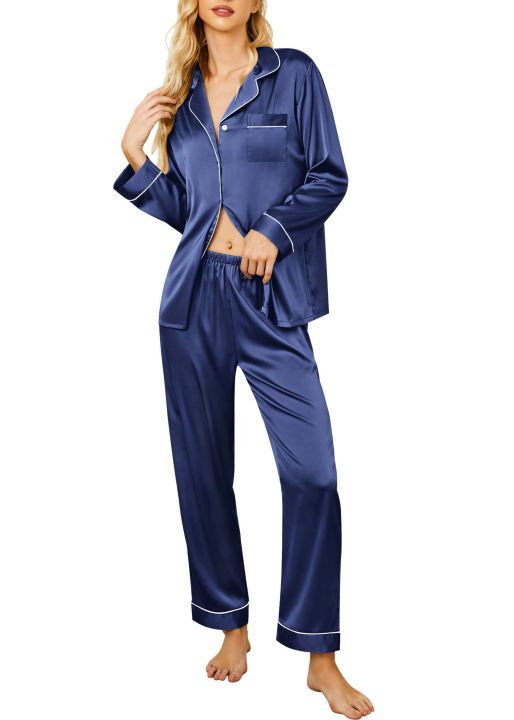 Ladies%20Pajamas%20Set%20Long%20Sleeve%20Soft%20Lounge%20Wear%20Silk%20Satin%20Pj%20-%20Image%205