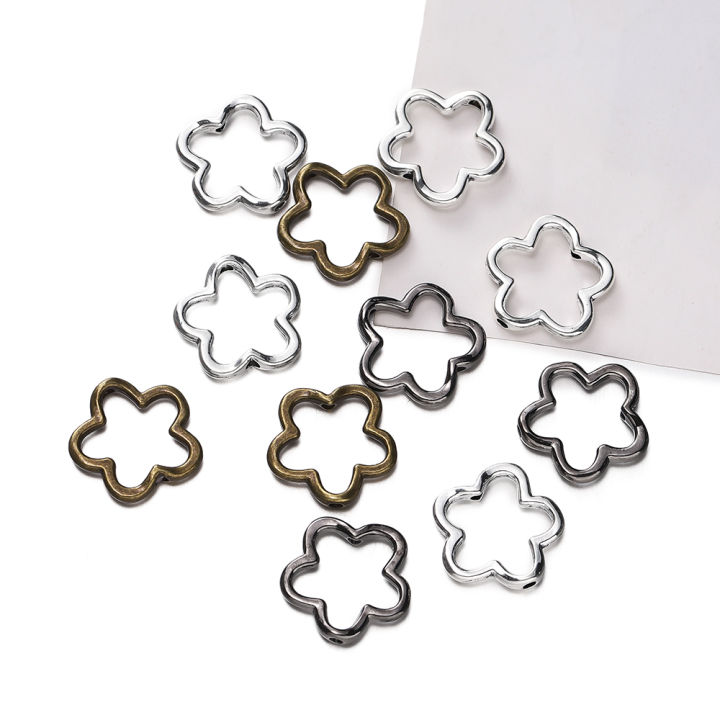 St. kunkka 10Pcs Alloy Bead Frame Retro Flower-Shaped Bead Frame for DIY Jewelry Accessories