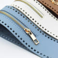 55cm Universal Double-sided Leather PU Zipper Accessory Woven Bag Zipper Strip With Rope Hole Long Zipper. 