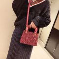 Women's New Korean-Style Simple Woolen Square Sling Bag Shoulder Bag.