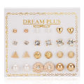Trendy Fashionable 12 Pairs = 24 Pcs Mixed Design Stud Earrings for Girls Simple Stylish - Earring for Women New Collection. 