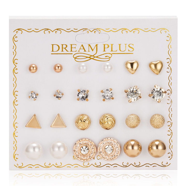 Trendy%20Fashionable%2012%20Pairs%20=%2024%20Pcs%20Mixed%20Design%20Stud%20Earrings%20for%20Girls%20Simple%20Stylish%20-%20Earring%20for%20Women%20New%20Collection%20-%20Image%209
