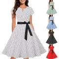 Polka Dot Print Summer Dress Vintage Women 1950s 60s Swing Rockabilly Dress Robe Elegant Casual Office Lady Party Evening Dress. 