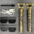 T9 Vintage USB 6500 charging cable with Rechargeable Hair Trimmer metal body Electric Hair Clipper Haircut Machine For Men.