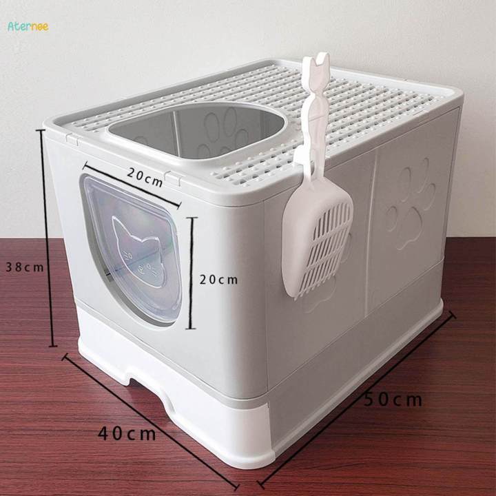 Hooded%20Cat%20Litter%20Box%20Enclosed%20and%20Covered%20Cat%20Toilet%20Durable%20Pet%20Litter%20Box%20Gray%20-%20Image%205