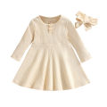 【Universal Car Parts Store】(New) toddler Baby Girls knitted dress ruffles solid color long sleeve dress autumn winter round neck dress. 