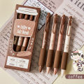 4 Pieces/Pack 0.5mm Coffee Series Gel Pen Set, Soft Touch Writing Pen, Black Refillable Stationery, Office Supplies,Student. 