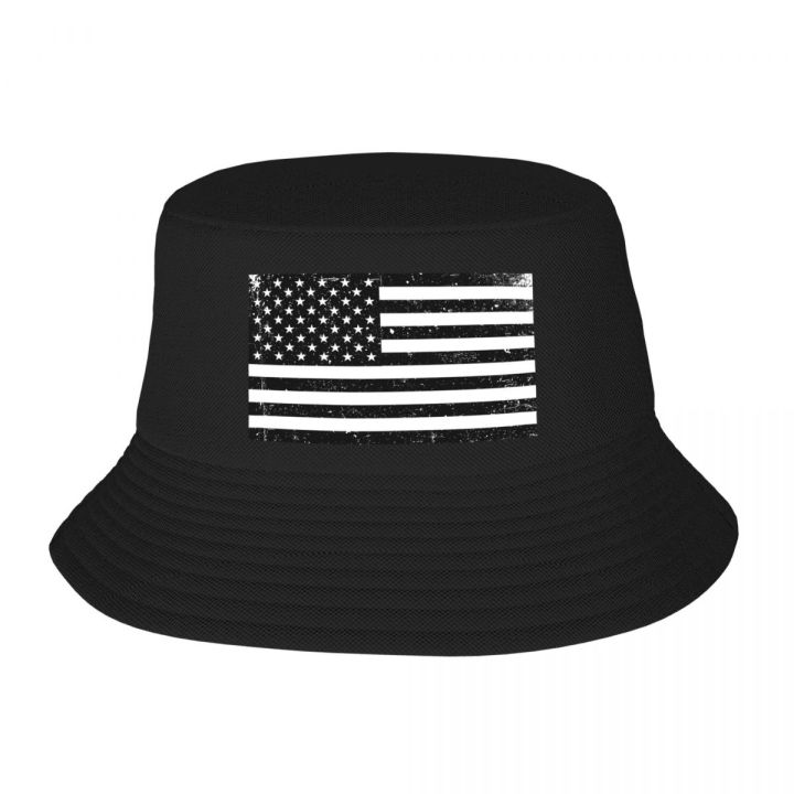 Custom Grunge American Flag Bucket Hat Men Women United States USA Stars Stripe Outdoor Sun Summer Camping Cap