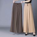 High-End Wide-Leg Pants2023Spring and Autumn New Women's Skirt Pants High Waist Drooping Slimming Solid Color Casual High-End Wide-Leg Pants. 