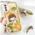 Hontinga for Samsung Note 20 Back Cover Free Holder Lovely Girl Soft Wavy Case Camera Protection Transparent TPU Mobile Cover.