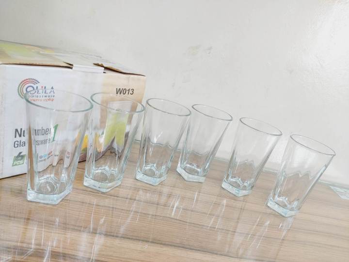 Crystal%20Clear%206%20Pcs%20Water%20Drinking%20Glass%20Set%20Square%20Back%20Plain%20Design.%20Juice,%20Drinking%20Glass%20Set.%20OLiLA.%20Model:W013:R70.%20-%20Image%202