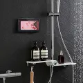 Wall Mount Shower Phone Holder Bathroom Case Mount Shelf, Bathroom Phone Shelf Shower Storage Box Phone Holder, White. 