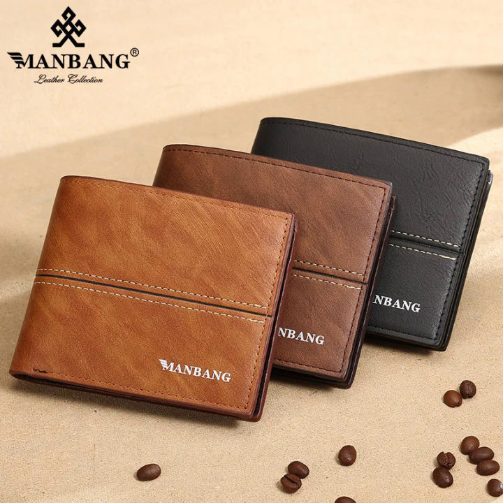 ManBang Leather Men Wallets Premium Product Real Cowhid Wallets for Man Short Walet Walet Wallet Men's Wallet Wallet Wallet Wallet
