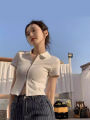 Japanese Style polo Shirt Bear Short Sleeve T Women's Loose Korean Style T-shirt ins Harajuku Style chic Hong Kong Style Crop-Top Short Top.