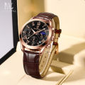 LouisWill Men's Casual Fashion Quartz Watches Leather Strap 3ATM Waterproof - Business Wristwatches. 