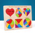 Kids Wooden Colorful Tangram Jigsaw Puzzles DIY Intelligence Develop Toy Early Learn Educational Toys For Baby infant. 
