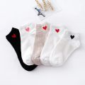 10pcs=5pairs Women Short Socks Red Heart Cute College Fresh Female Socks Soft Cotton Summer Autumn Girls Sock Meias Sox.
