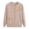 Middle-aged and Elderly Women's Sweaters Knit Cardigan Spring Autumn Thin Single-breasted Long Sleeve Sweater Coat Female Tops. 