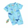 DSstyles Infant Boy Swimsuit Short Sleeve Cartoon Printing Rash Guard Swimwear Summer Zip Up Bathing Suit For 0-3 Years Old Kids. 