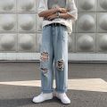Loose Street Style Straight Cargo Pants Jeans Men Fashion Brand Wide Leg Overalls Retro Trend Leisure Youth Denim Baggy.
