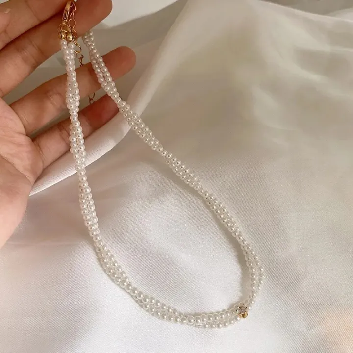 Vintage%20Women%20Twine%20Pearl%20Necklace%20Rhinestone%20Pendant%20Temperament%20Choker%20Collar%20Girl%20Korean%20Fashion%20Y2K%20Style%20Necklace%20Jewelry%20-%20Image%202