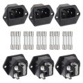 1 Set Black AC 250V 10A 2 in 1 Mount Inlet Module Plug Socket Power Entry Connector Male Blades with 10A Fuse(Pack of 6Pcs). 
