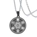 Metatron Cube Necklace Sacred Geometry Seals Of Archangel Angel Sigil Pendant Stainless Steel Occult Amulet Solomon Necklace.