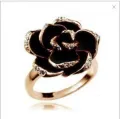 J622 Yiwu factory direct sales South Korea imported jewelry diamond black rose open ring wholesale wholesale. 