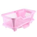 Individual Environmental Plastic Kitchen Sink Dish Drainer Set Rack Washing Holder Basket Organizer Tray, Approx 17.5 x 9.5 x 7INCH (Pink) Exquisite Product. 
