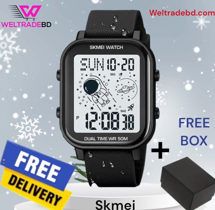 New SKMEI 1971 Multiple Time Digital Analog Watch Black