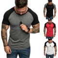Solid Color Short Sleeve T Shirts Men Summer Raglan T-shirt Fashion Hop Top Tees Simple Style BlaShirt. 