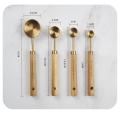 Stainless Steel Measuring Cup Spoon Wooden Handle Food Coffee Flour Kitchen Baking Tool Bartender Scale Measuring Spoon Cups Set. 