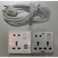 Multi Plug Custom Made Energy Super VIP 5 Pin 2 USB 2 Gang Extension Socket with Switch ABS 40/76 wire 2Gang 4076 Homemade MultiPlug PVC 8 Pin T&B.