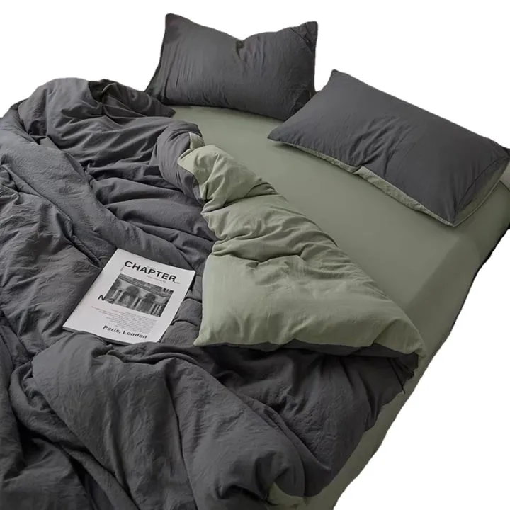 Small%20fresh%20solid%20color%20washed%20cotton%20skin-friendly%20brushed%20four-piece%20set%20princess%20style%20dormitory%20kit%20quilt%20cover%20pillowcase%20quilt%20cover%20single%20piece%20-%20Image%205