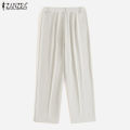 ZANZEA Korean Style Women Plain Casual Trousers Office Lady Commute Long Suit Pants Slacks. 