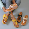 Factory direct sales independent station foreign trade summer new plus size women's shoes beach clip wedge sandals women's Europe and the United States.