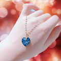 Blue Sea Heart Necklace Fashion Personality Women Pendant.