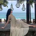 Beach long seaside vacation dress, high-end divine dressing, large and elegant fairy style suit dress. 