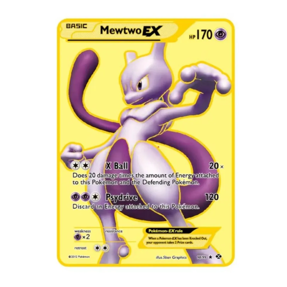 Epic Metal Pokemon Card: Mewtwo VMAX  3200 HP, Gold Foil, Fast Shipping!