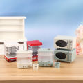 1:12 Dollhouse Miniature Micro-wave Oven Bread Cabinet Steam Box Household Electric Model Decor Toy Doll House Accessories Conbo. 