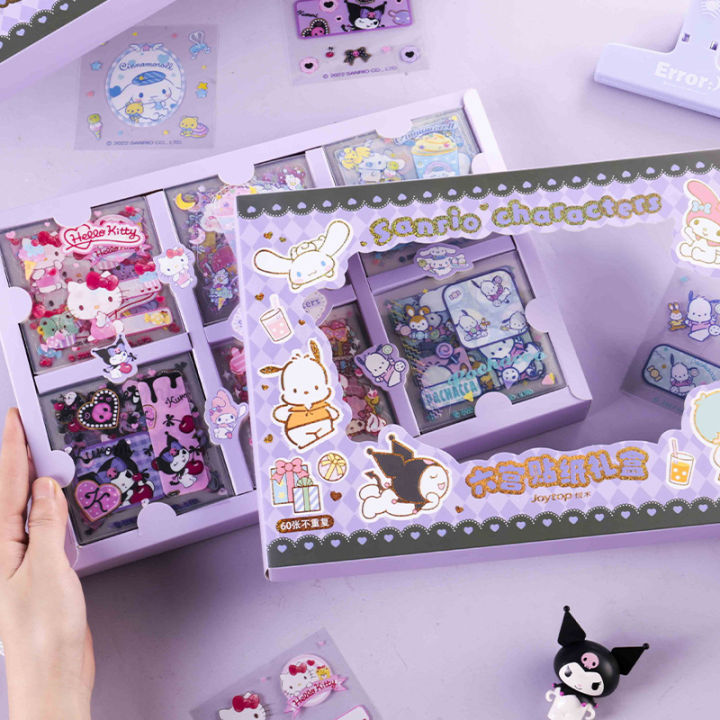 60Sheet/Box%20Sanrio%20Sticker%20Kawaii%20Hello%20Kitty%20Kuromi%20Cinnamoroll%20Melody%20Hand%20Account%20Material%20Decoration%20DIY%20Stickers%20Kids%20Toys%20Amour%20zii%20-%20Image%202
