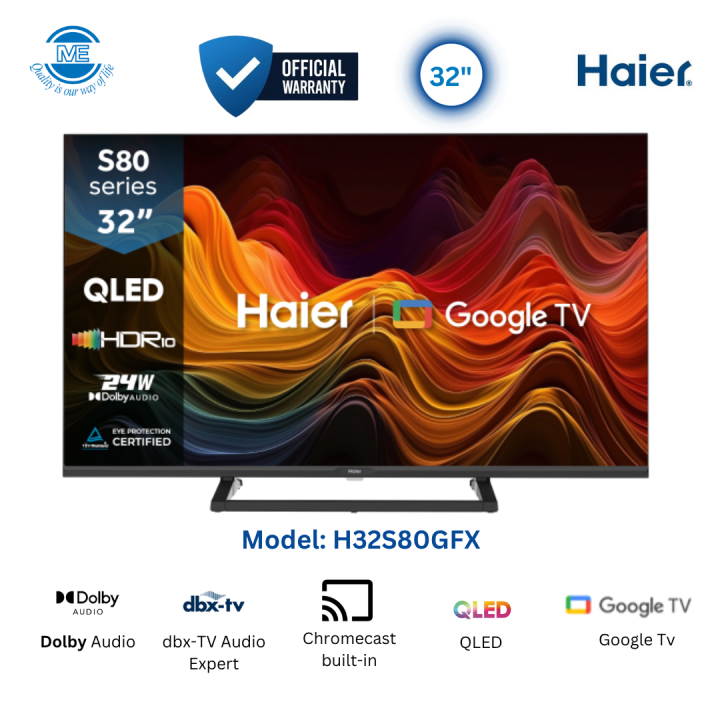 HAIER 32" Smart Premium QLED FHD Display Google TV With Free Delivery and Official Warranty | H32S80GFX