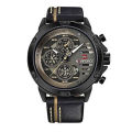 Naviforce NF9110 - Black Leather Wrist Watch for Men.