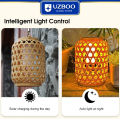 UZBOO Hang Lamp Warm Light Outdoor Solar Garden Lights Solar Charging Portable Lights IP55 Waterproof Light Bamboo Weaving Rattan Lanterns Vintage Lamp for Courtyard Decoration. 