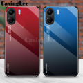 For Redmi 13C case Gradient Mirror Tempered Glass Protector Hard For Xiaomi Redmi 13C Back cover Phone cases. 