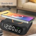 Wireless Charger Stand With LED Digital Display For iPhone 11 12 13 Samsung Xiaomi Desktop Clock Mobile Phone Charger Station. 