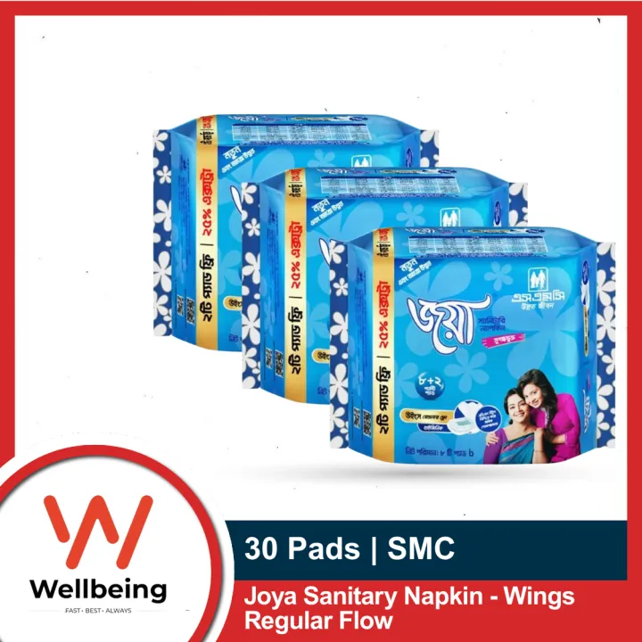 Joya Sanitary Napkin - Wings Regular Flow - 10 Pads Pack - Panty/Wings System - Combo of 3 Packs - 30 Pads
