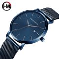 Japan Quartz Calendar Movement Ultra Thin Classic Golden Black Stainless Steel Band Waterproof Men's Top Brand Luxury Watches. 